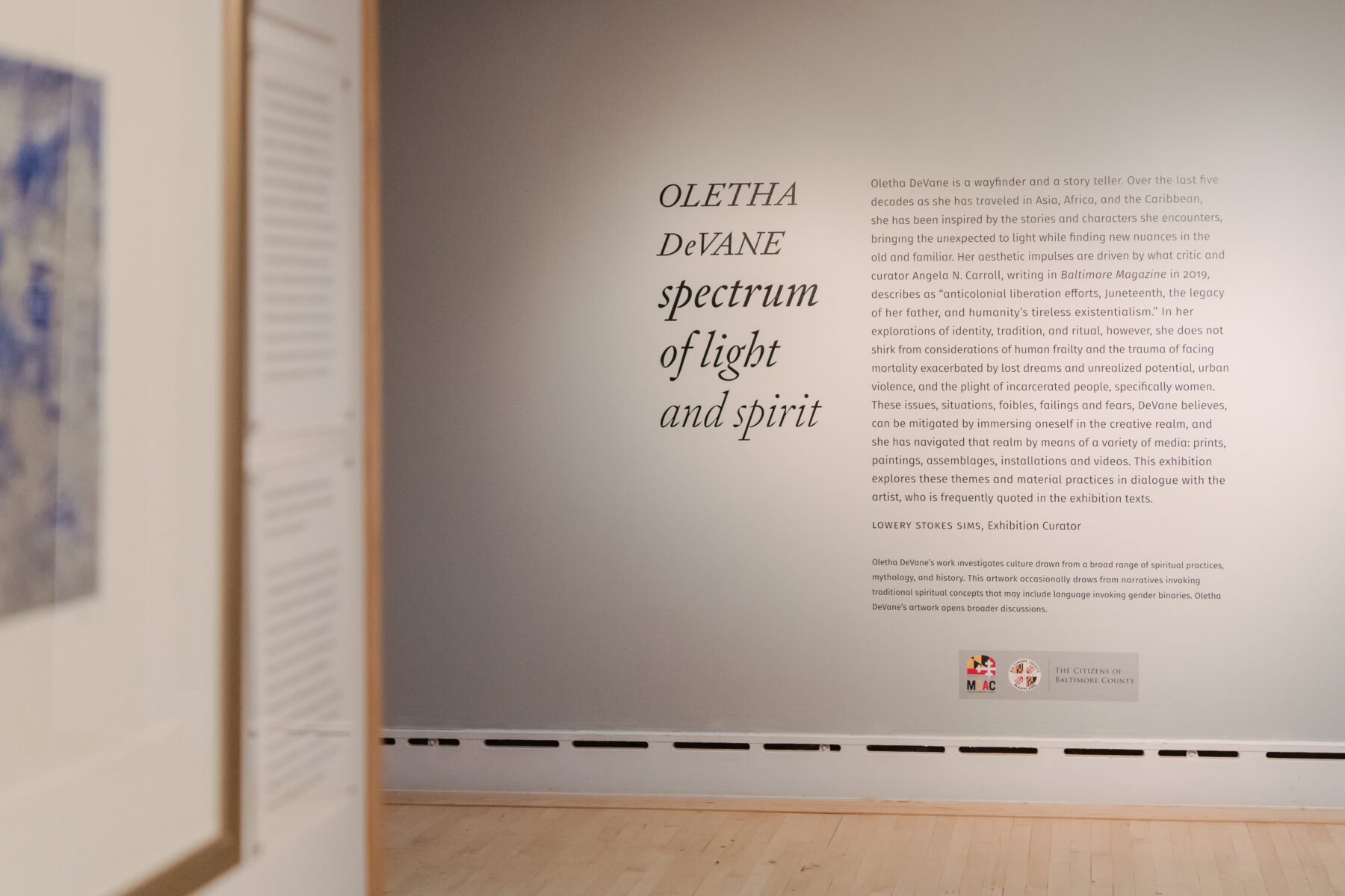 Didactic text for Oletha DeVane: Spectrum of Light and Spirit.