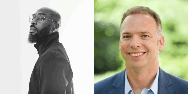 Horizontal banner featuring the headshots of Davarian L. Baldwin and Matt Gregor
