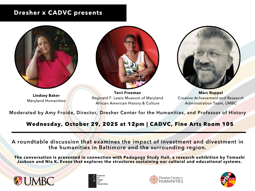 Poster for the event, “Arts & Humanities Funding Cuts in Baltimore”