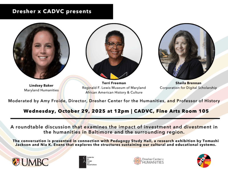 Poster for the event, “Arts & Humanities Funding Cuts in Baltimore”