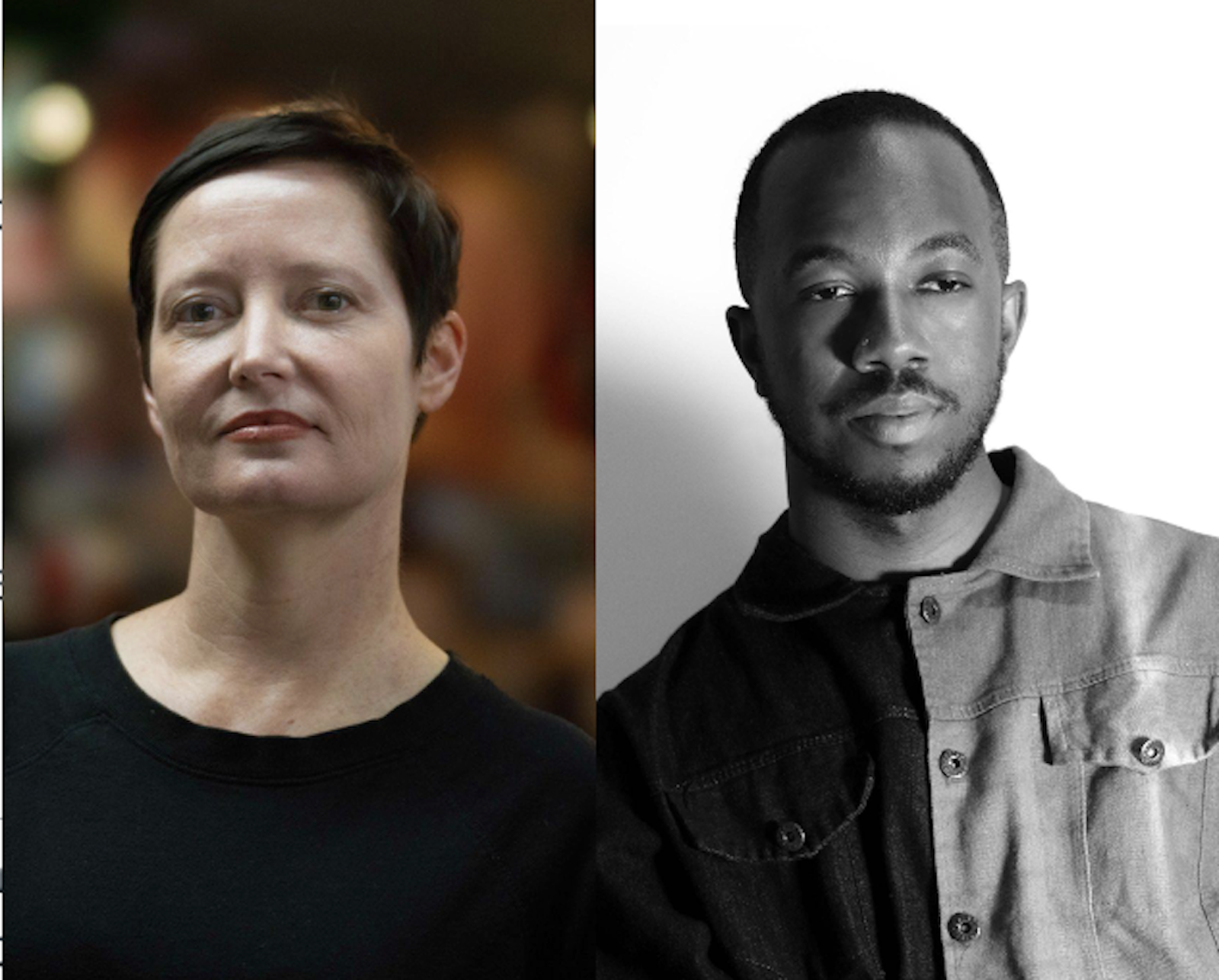 Headshot of Professor Nicole King on the left in color and Markele Cullins on the right in black and white