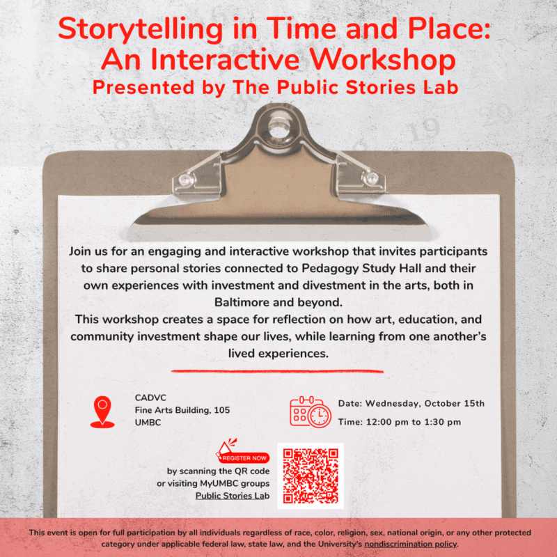 Poster for Storytelling in Time and Place: An Interactive Workshop.