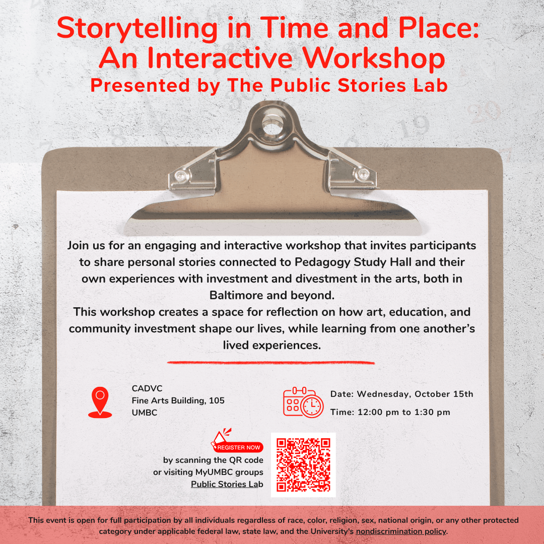 Poster for Storytelling in Time and Place: An Interactive Workshop.